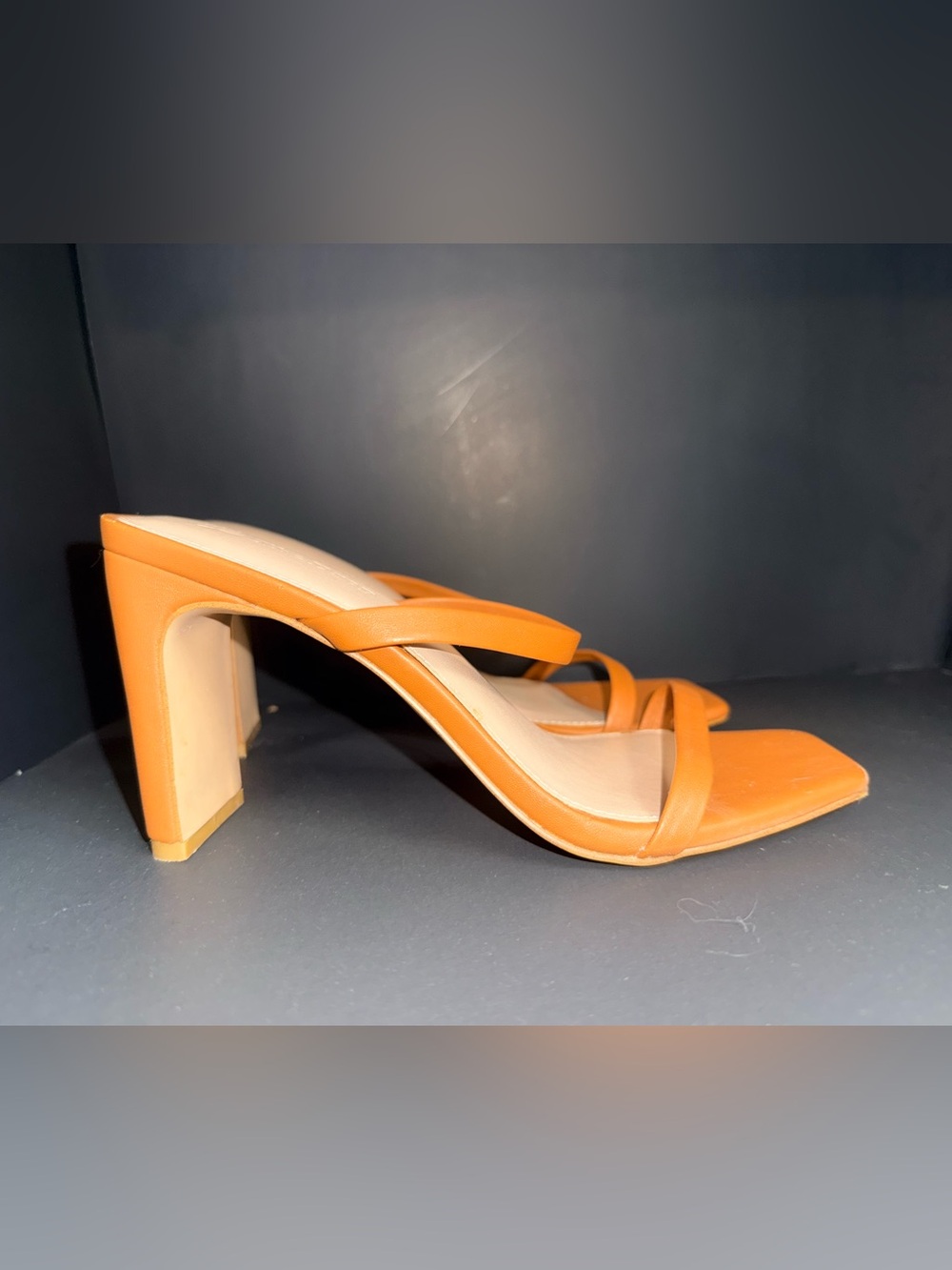 Women's Strappy Orange Block Heel Sandals